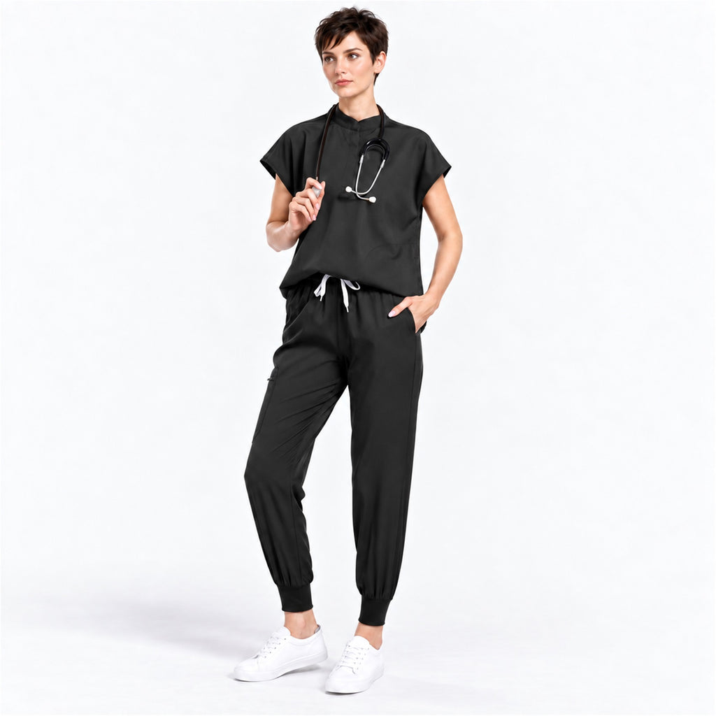 Women's Stand Collar Scrub Set with Jogger Pants | G&P