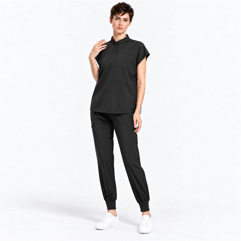 Women's Stand Collar Scrub Set with Jogger Pants | G&P