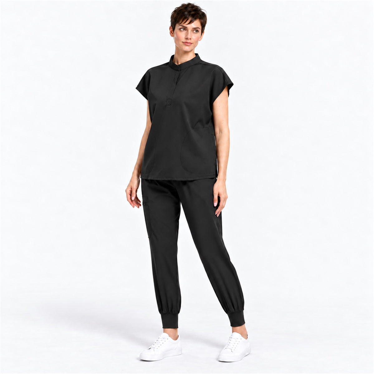 Women's Stand Collar Scrub Set with Jogger Pants | G&P