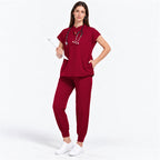 Women's Stand Collar Scrub Set with Jogger Pants | G&P