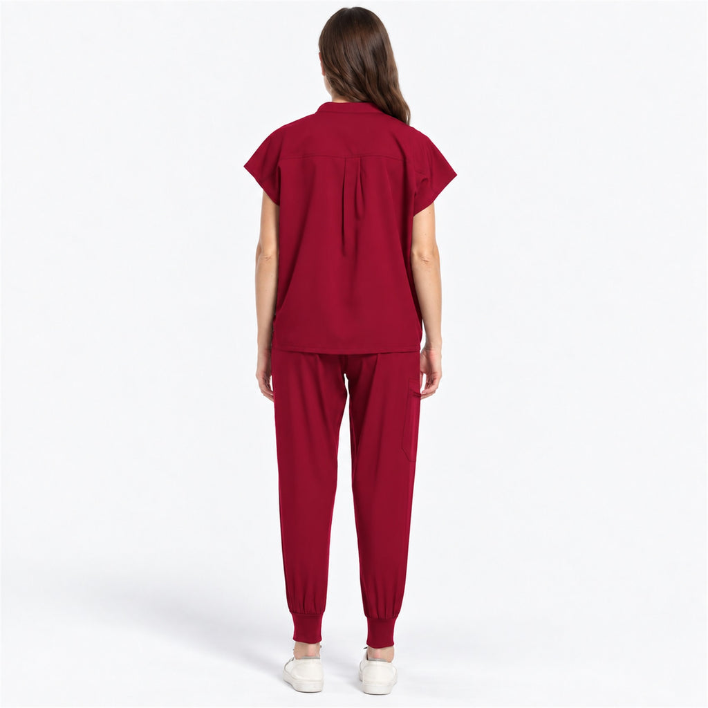 Women's Stand Collar Scrub Set with Jogger Pants | G&P