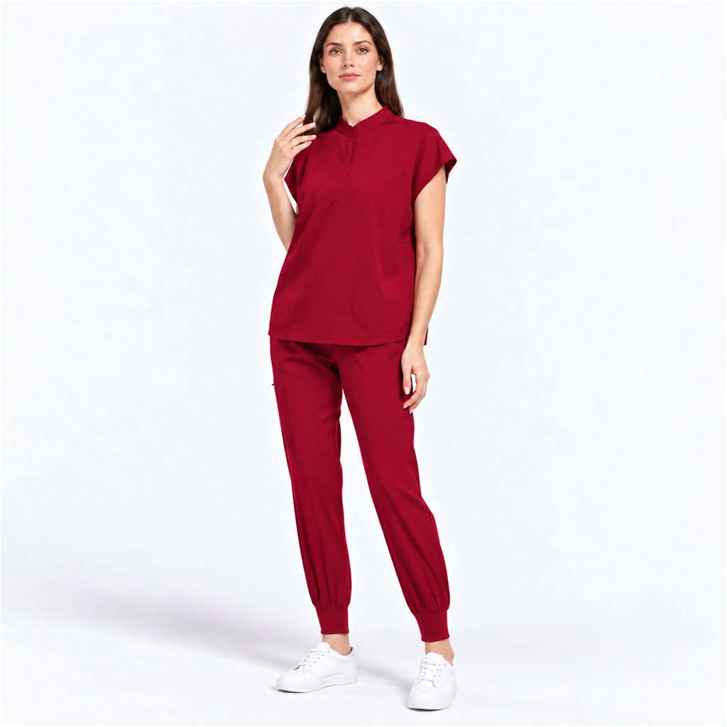 Women's Stand Collar Scrub Set with Jogger Pants | G&P