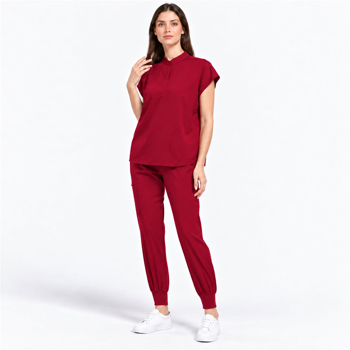 Women's Stand Collar Scrub Set with Jogger Pants | G&P