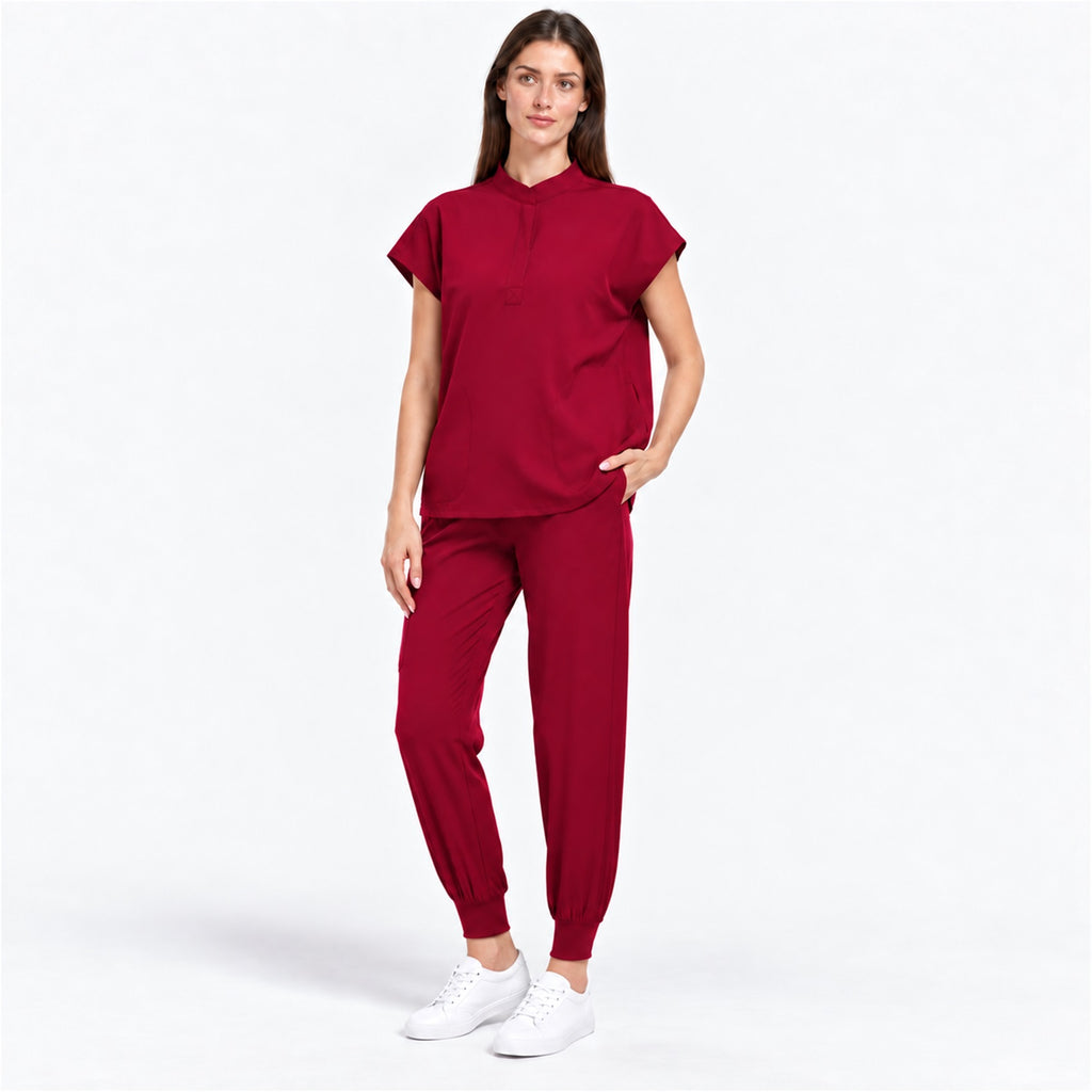 Women's Stand Collar Scrub Set with Jogger Pants | G&P