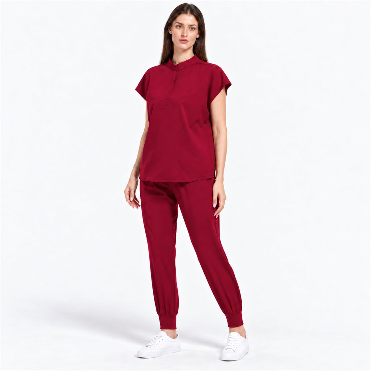 Women's Stand Collar Scrub Set with Jogger Pants | G&P