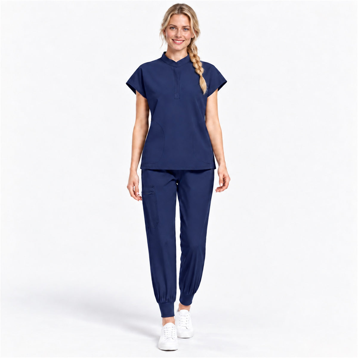 Women's Stand Collar Scrub Set with Jogger Pants | G&P