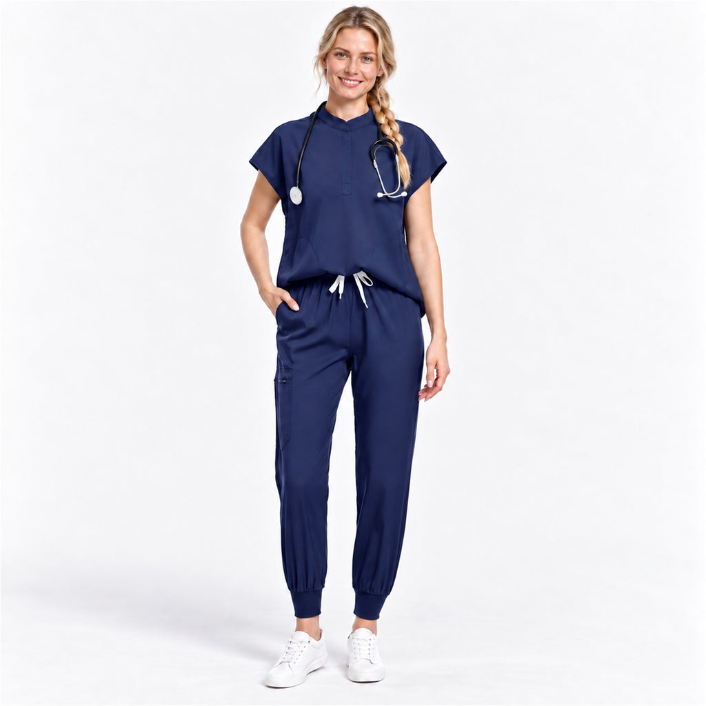 Women's Stand Collar Scrub Set with Jogger Pants | G&P