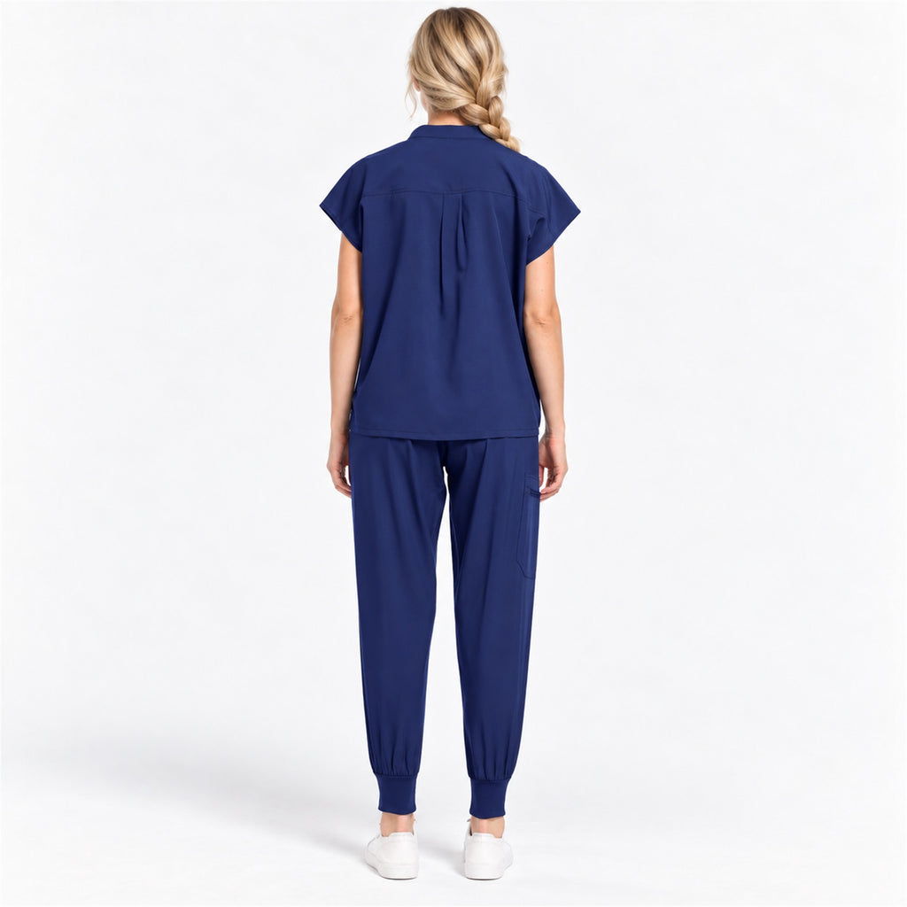 Women's Stand Collar Scrub Set with Jogger Pants | G&P