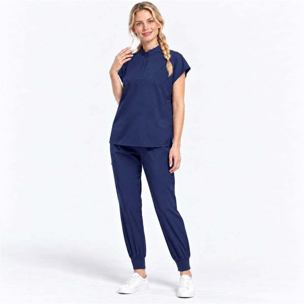 Women's Stand Collar Scrub Set with Jogger Pants | G&P