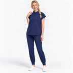 Women's Stand Collar Scrub Set with Jogger Pants | G&P
