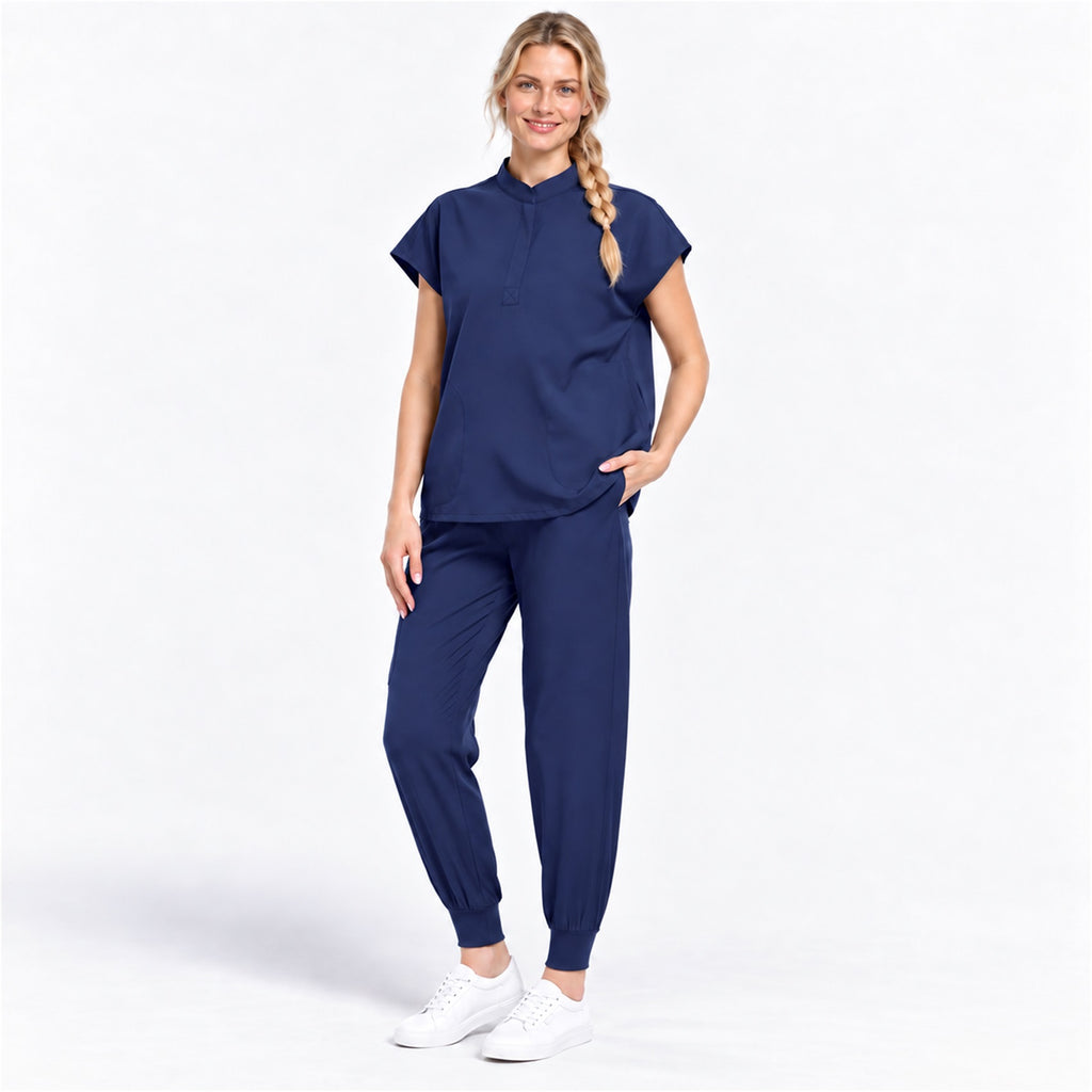 Women's Stand Collar Scrub Set with Jogger Pants | G&P