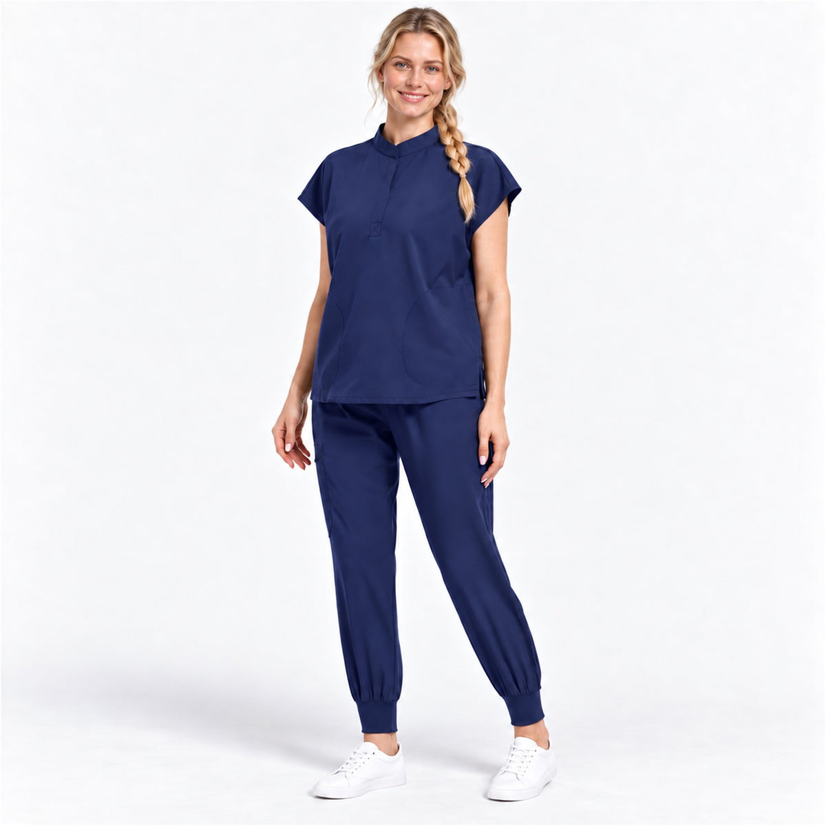 Women's Stand Collar Scrub Set with Jogger Pants | G&P