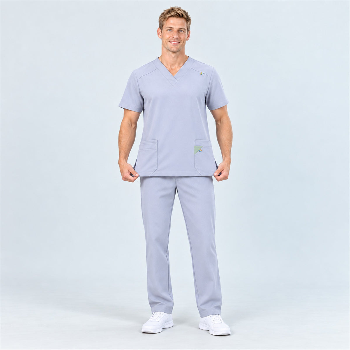 Men's V-Neck Scrub Set with Contrast Pocket Detail | G&P