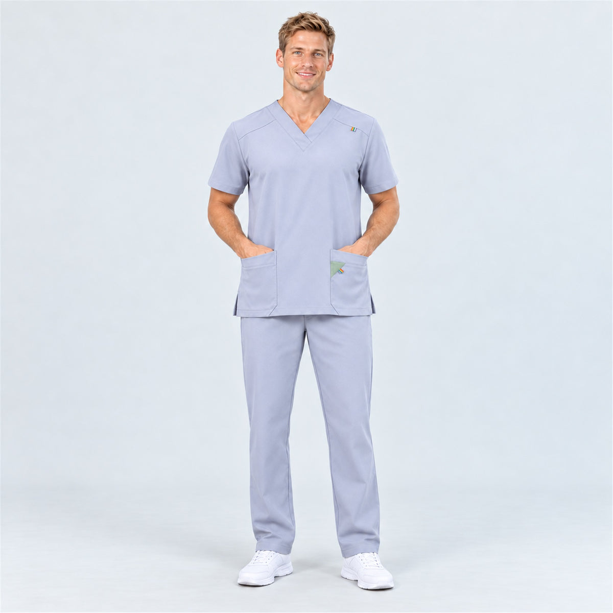 Men's V-Neck Scrub Set with Contrast Pocket Detail | G&P