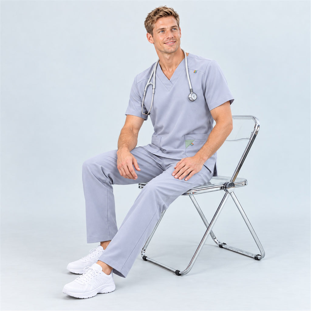 Men's V-Neck Scrub Set with Contrast Pocket Detail | G&P