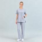 Women’s V-Neck Stretch Scrub Top with Contrast Pocket Detail | G&P