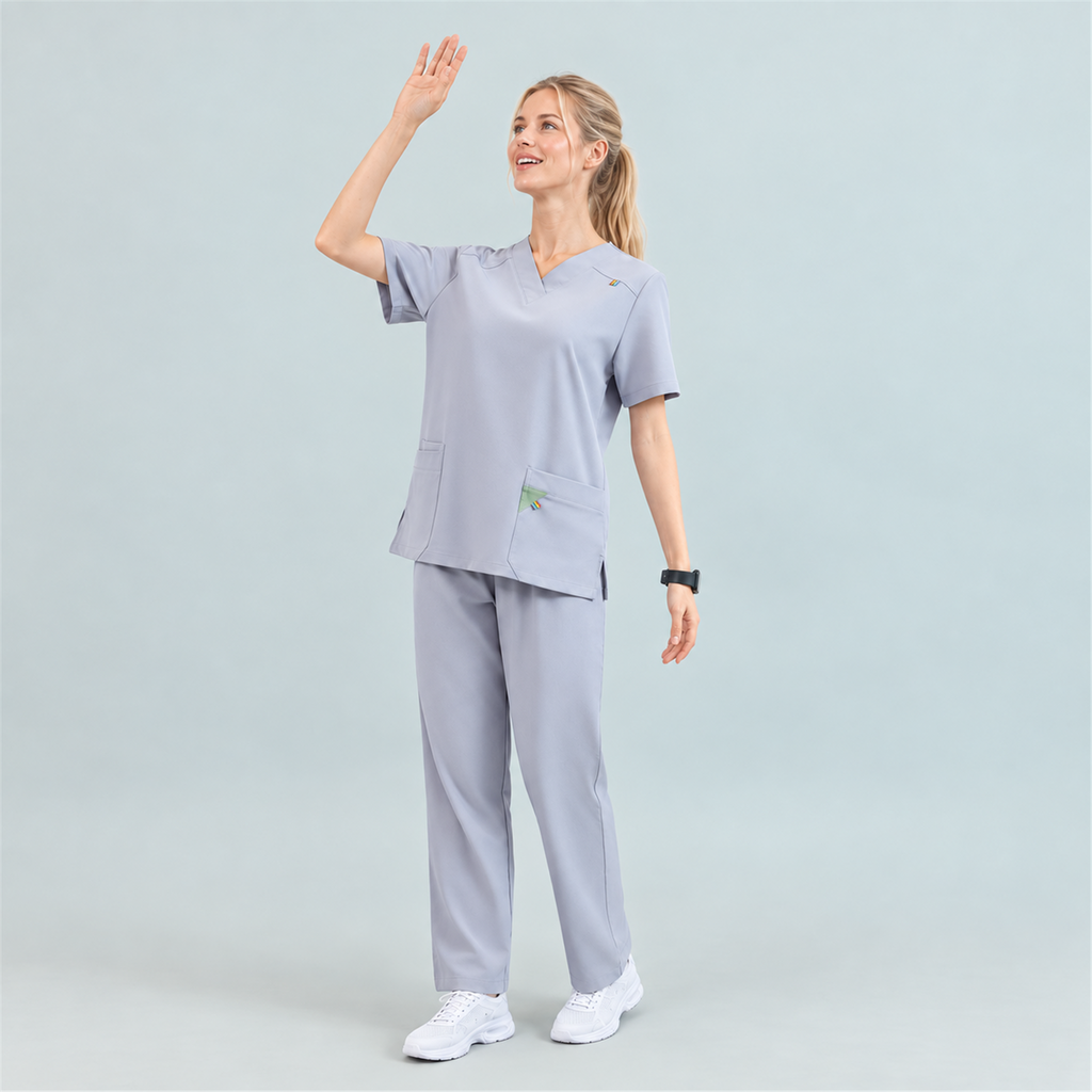 Women’s V-Neck Stretch Scrub Top with Contrast Pocket Detail | G&P