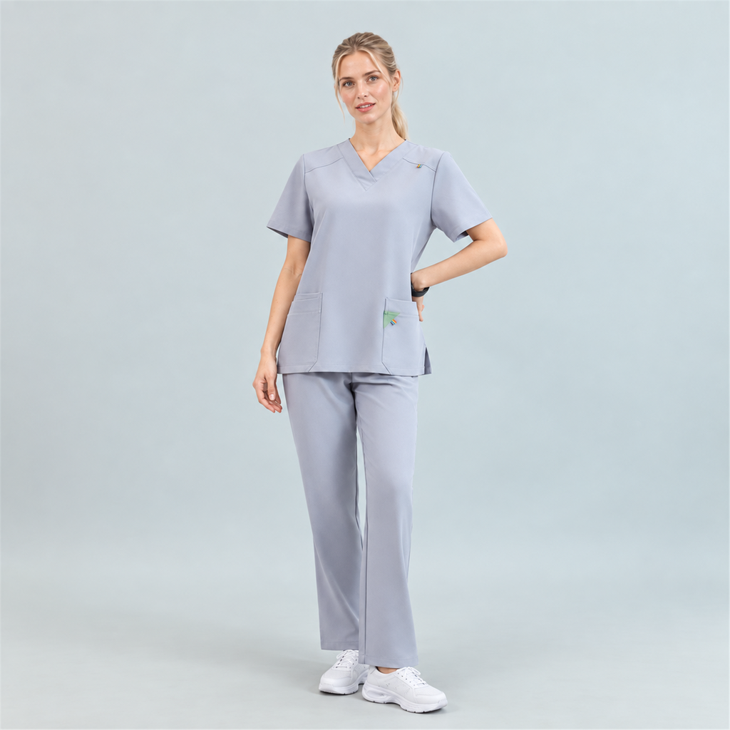Women’s V-Neck Stretch Scrub Top with Contrast Pocket Detail | G&P