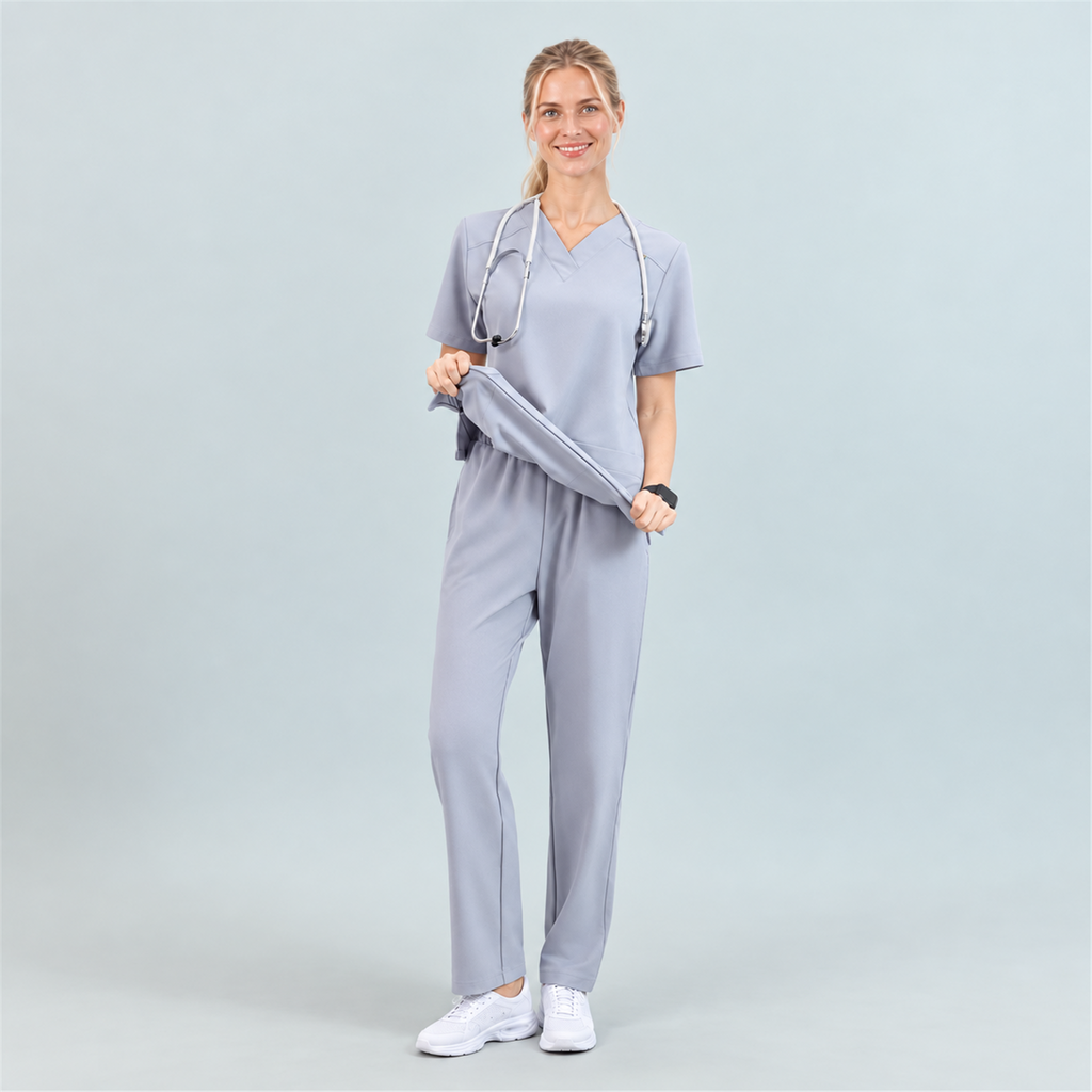 Women’s V-Neck Stretch Scrub Top with Contrast Pocket Detail | G&P
