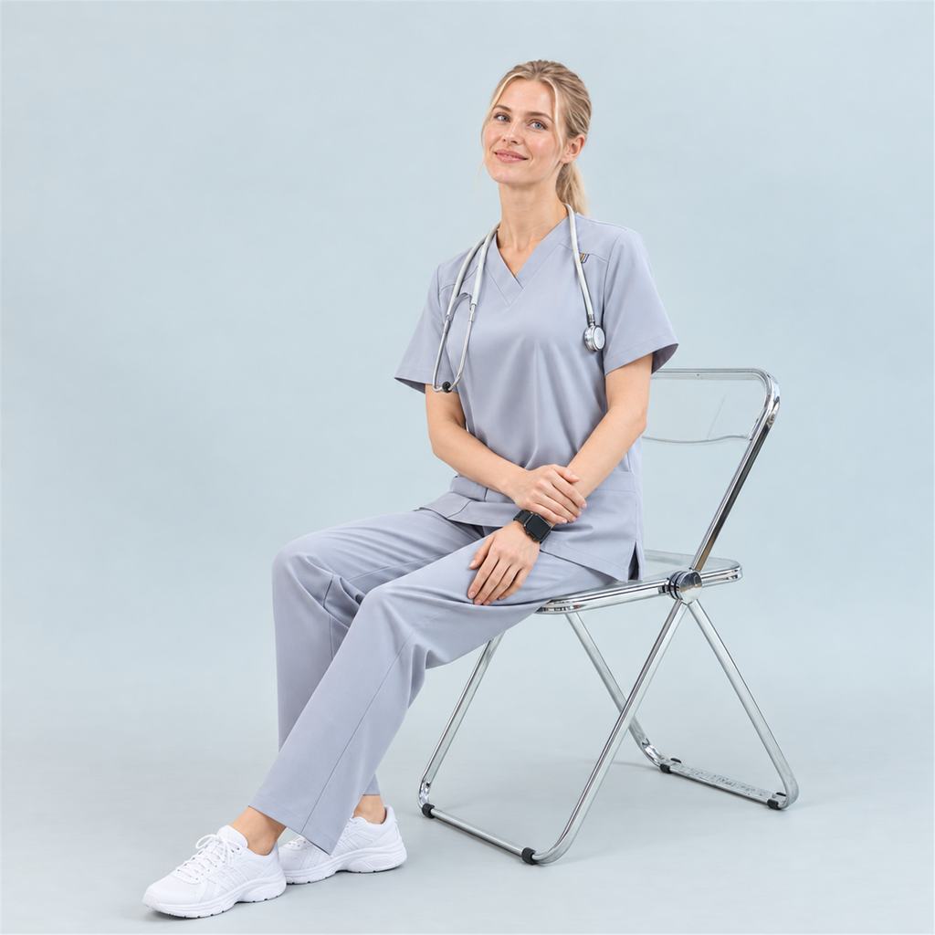 Women’s V-Neck Stretch Scrub Top with Contrast Pocket Detail | G&P