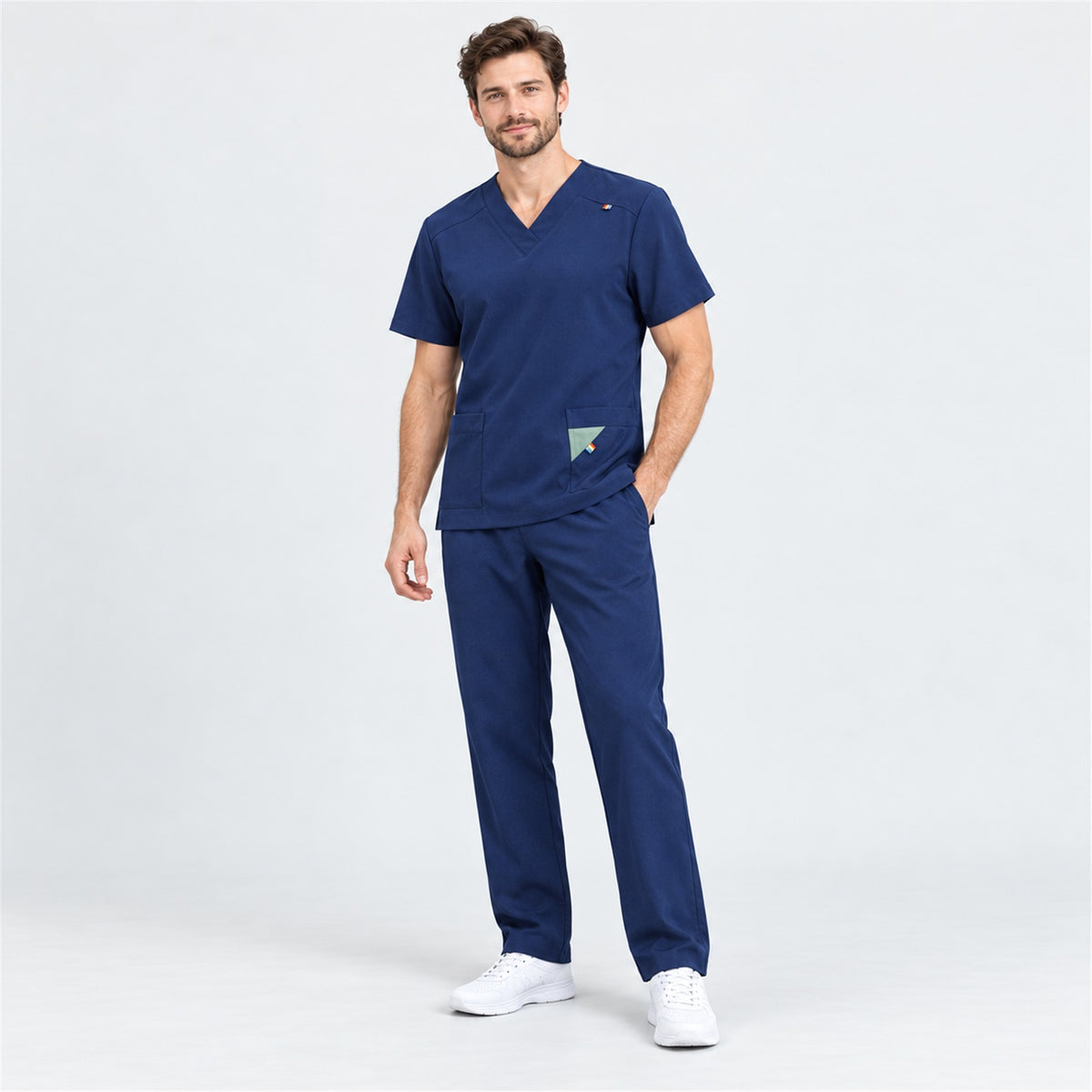 Men's V-Neck Scrub Set with Contrast Pocket Detail | G&P