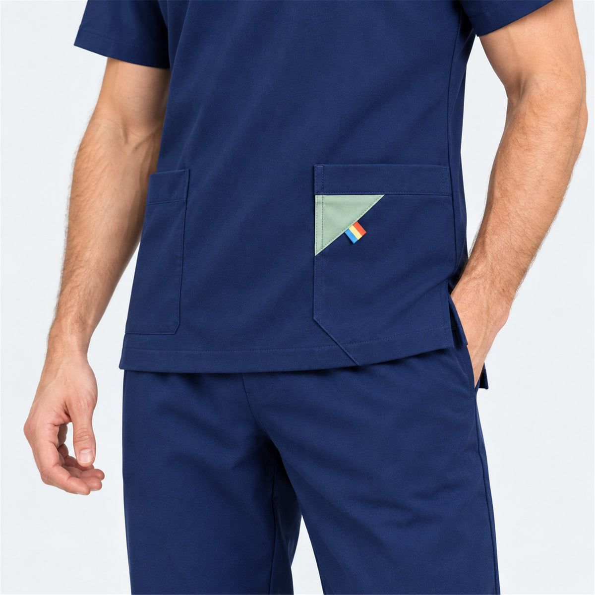 Men's V-Neck Scrub Set with Contrast Pocket Detail | G&P
