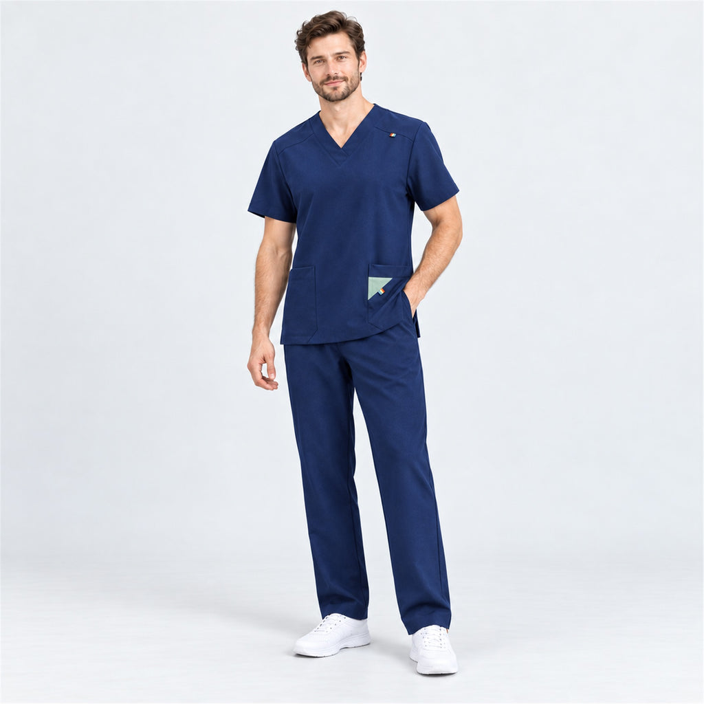 Men's V-Neck Scrub Set with Contrast Pocket Detail | G&P