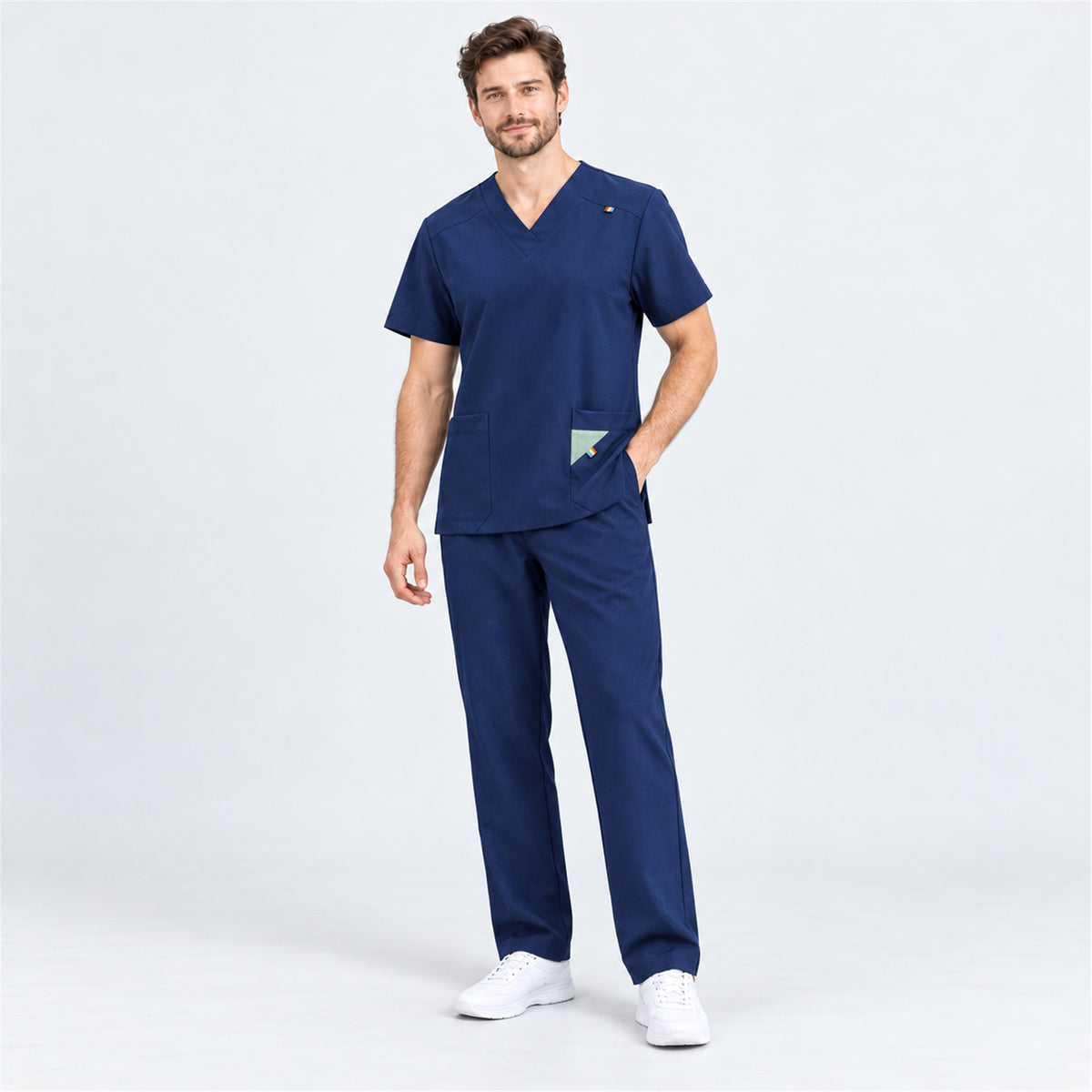 Men's V-Neck Scrub Set with Contrast Pocket Detail | G&P
