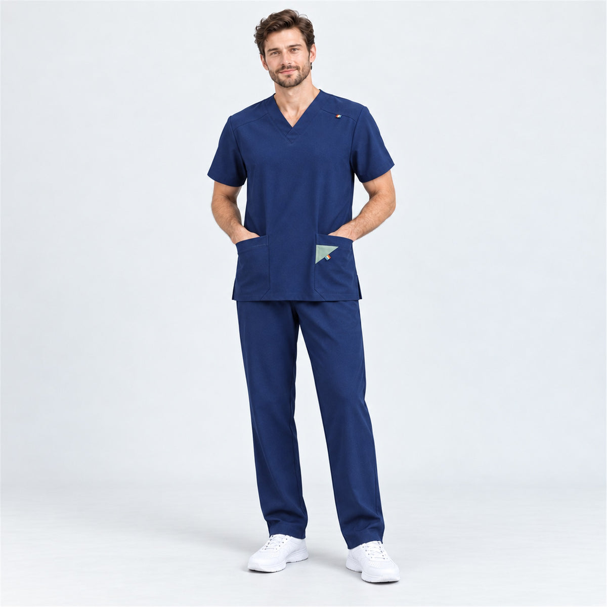 Men's V-Neck Scrub Set with Contrast Pocket Detail | G&P