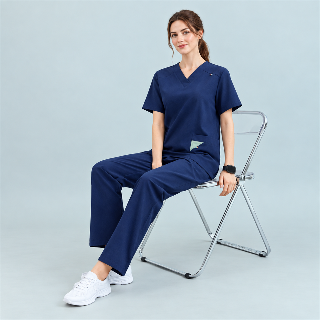 Women’s V-Neck Stretch Scrub Top with Contrast Pocket Detail | G&P