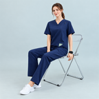 Women’s V-Neck Stretch Scrub Top with Contrast Pocket Detail | G&P