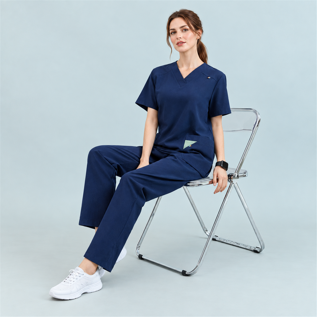 Women’s V-Neck Stretch Scrub Top with Contrast Pocket Detail | G&P