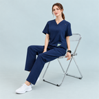 Women’s V-Neck Stretch Scrub Top with Contrast Pocket Detail | G&P