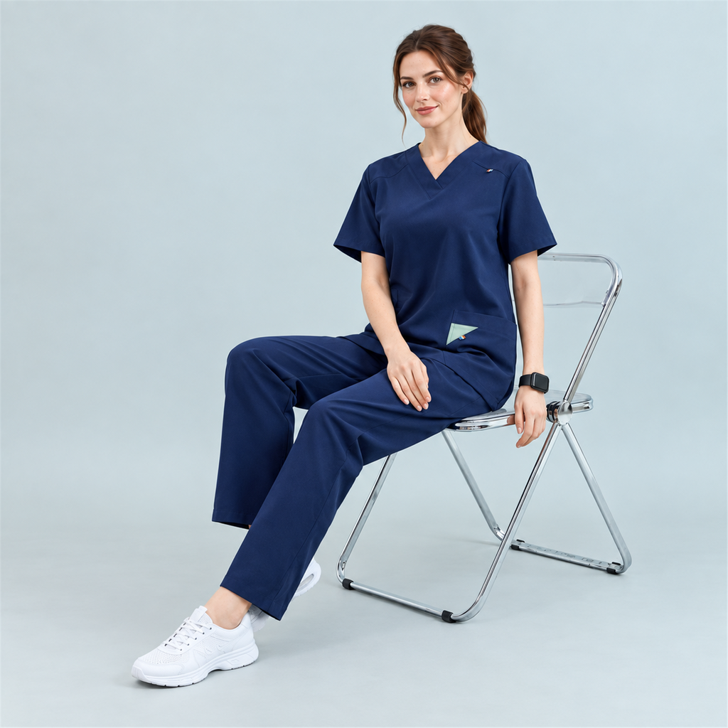 Women’s V-Neck Stretch Scrub Top with Contrast Pocket Detail | G&P