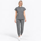 Women's Stand Collar Scrub Set with Jogger Pants | G&P