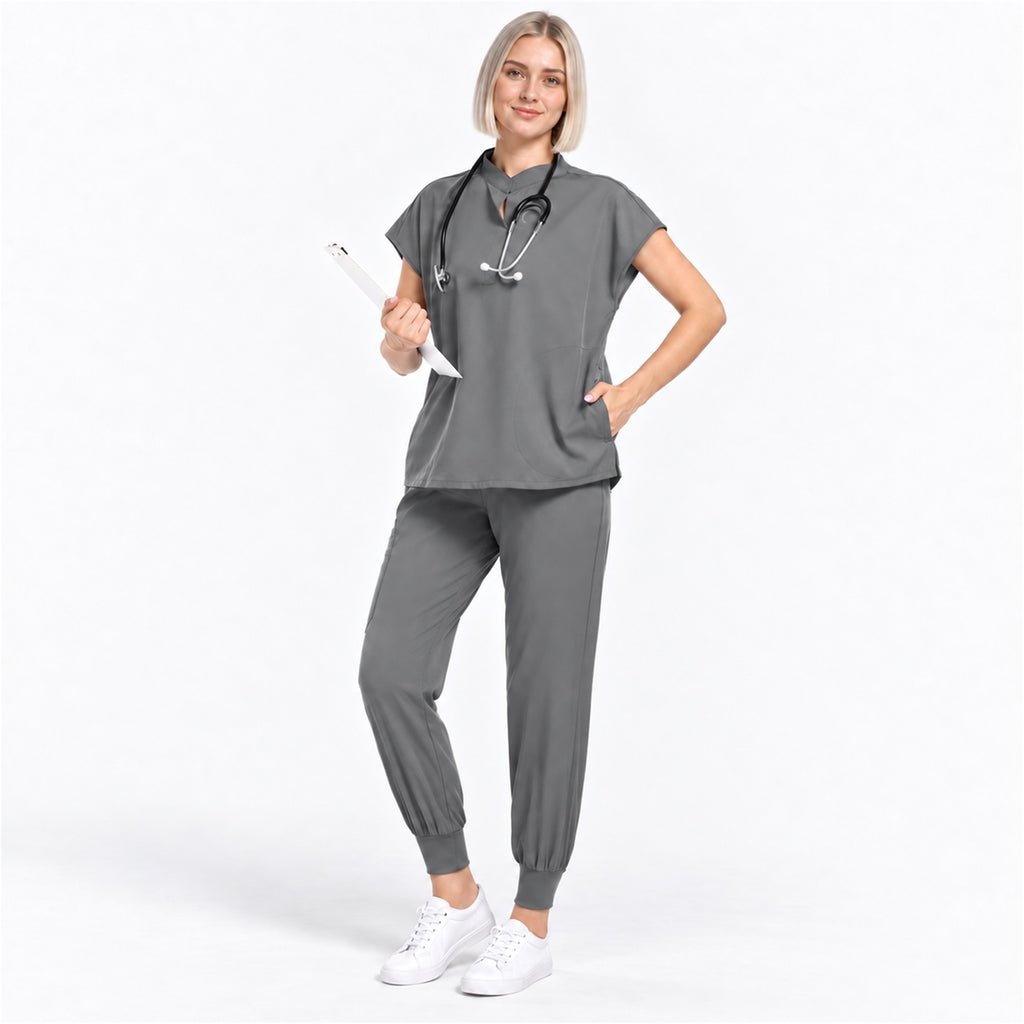 Women's Stand Collar Scrub Set with Jogger Pants | G&P