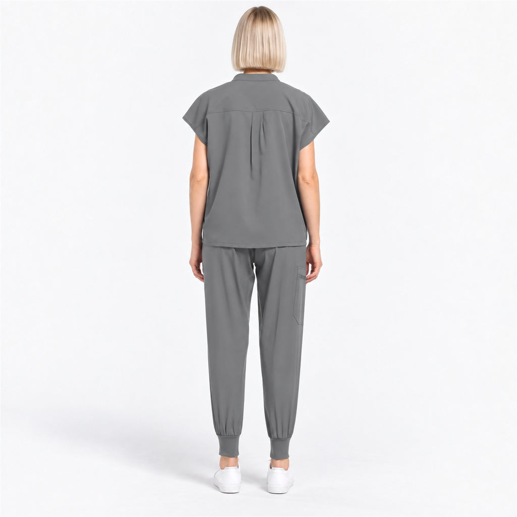 Women's Stand Collar Scrub Set with Jogger Pants | G&P