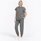 Women's Stand Collar Scrub Set with Jogger Pants | G&P