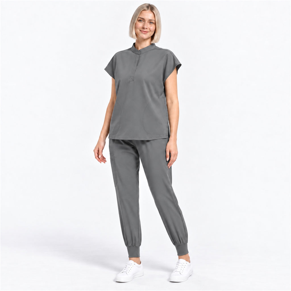 Women's Stand Collar Scrub Set with Jogger Pants | G&P