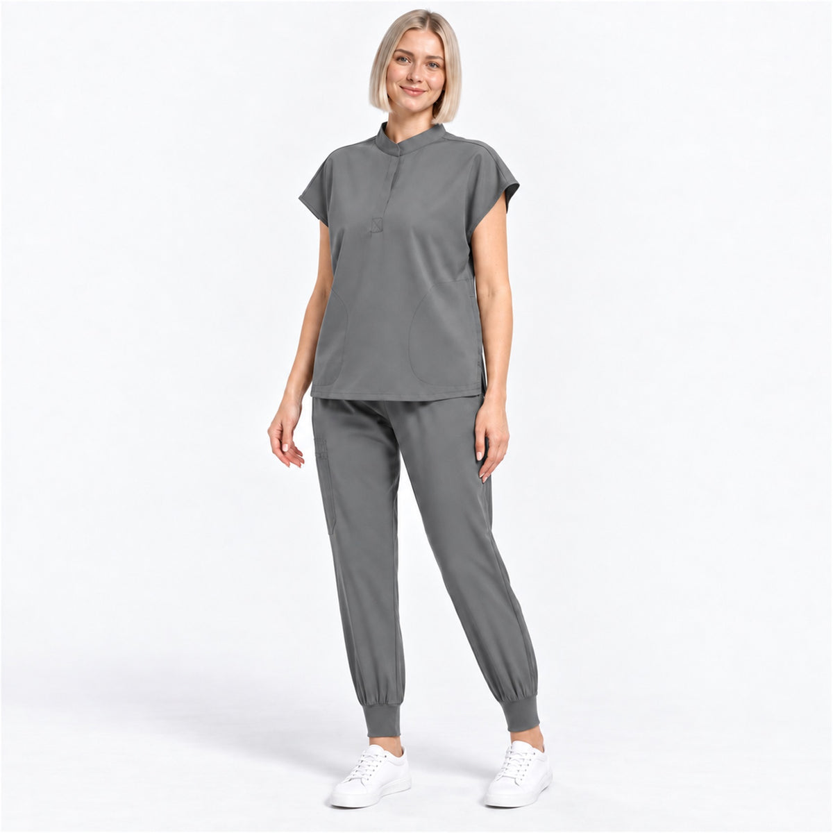 Women's Stand Collar Scrub Set with Jogger Pants | G&P
