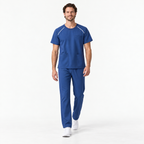 Men's Crew Neck Scrub Set with Contrast Piping | G&P