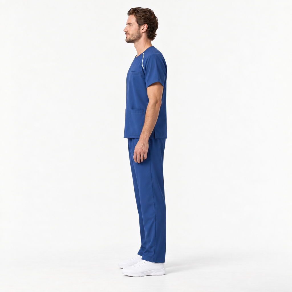Men's Crew Neck Scrub Set with Contrast Piping | G&P
