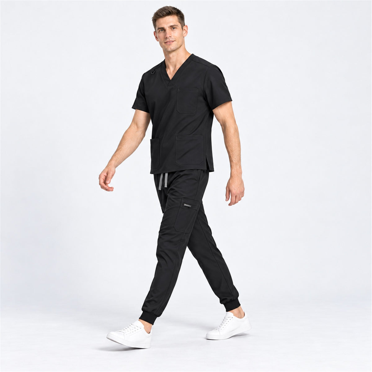 Men's V-Neck Scrub Set with Cargo Jogger Pants | G&P