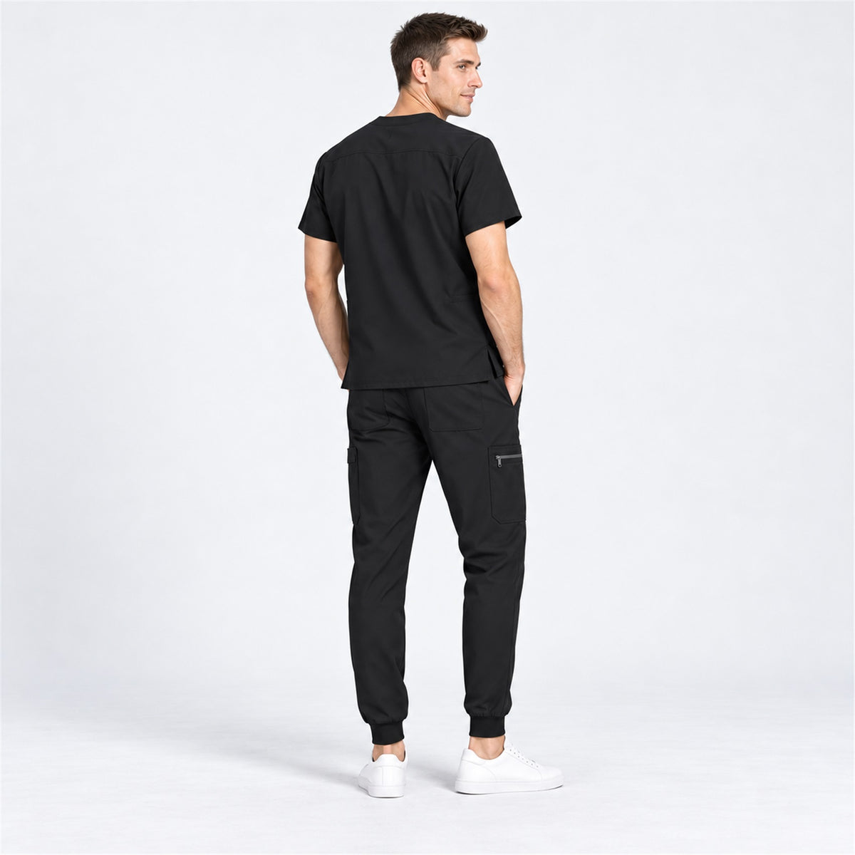 Men's V-Neck Scrub Set with Cargo Jogger Pants | G&P