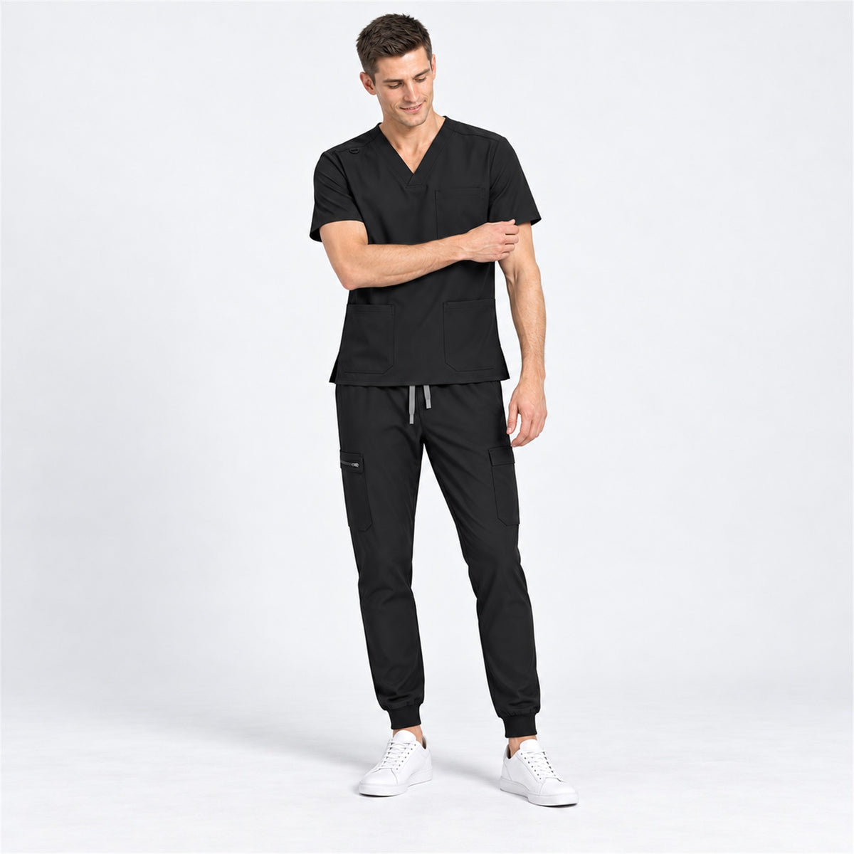 Men's V-Neck Scrub Set with Cargo Jogger Pants | G&P