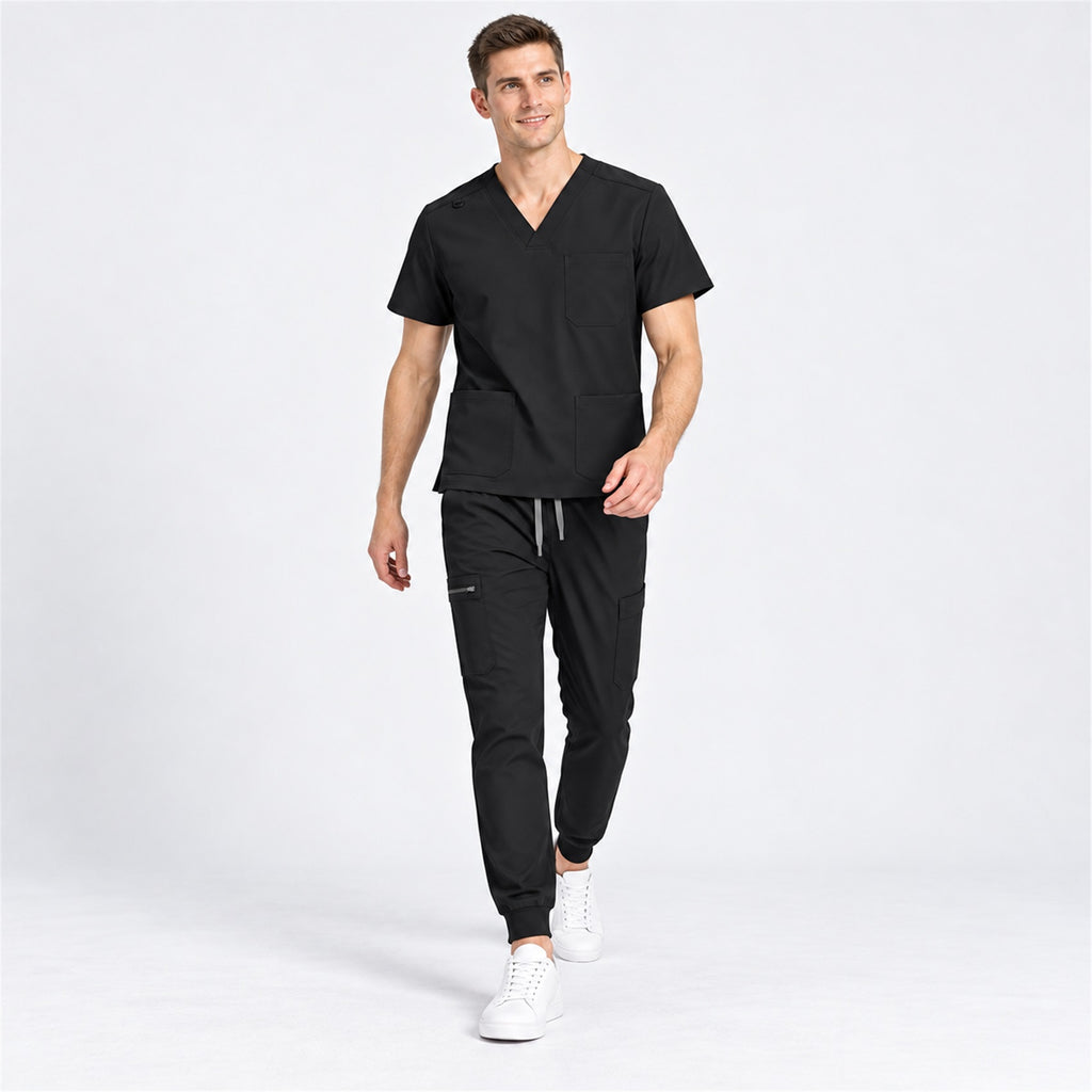 Men's V-Neck Scrub Set with Cargo Jogger Pants | G&P