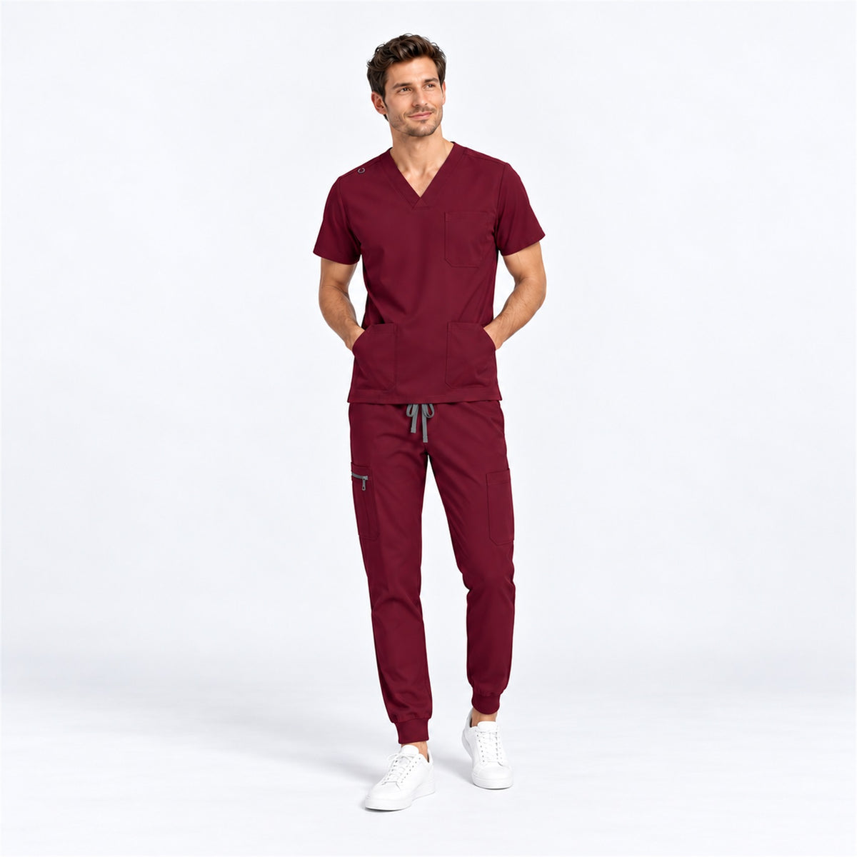 Men's V-Neck Scrub Set with Cargo Jogger Pants | G&P