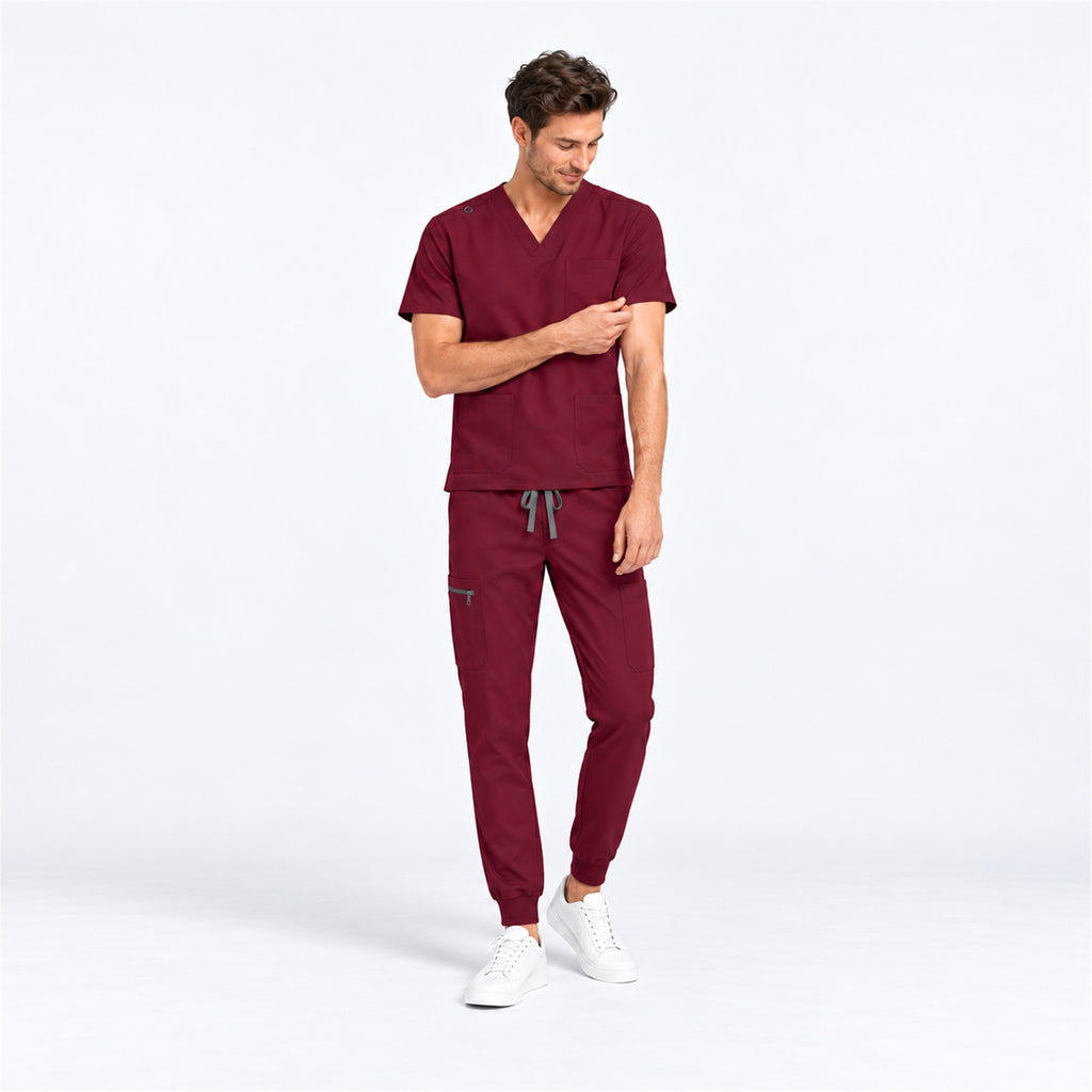 Men's V-Neck Scrub Set with Cargo Jogger Pants | G&P