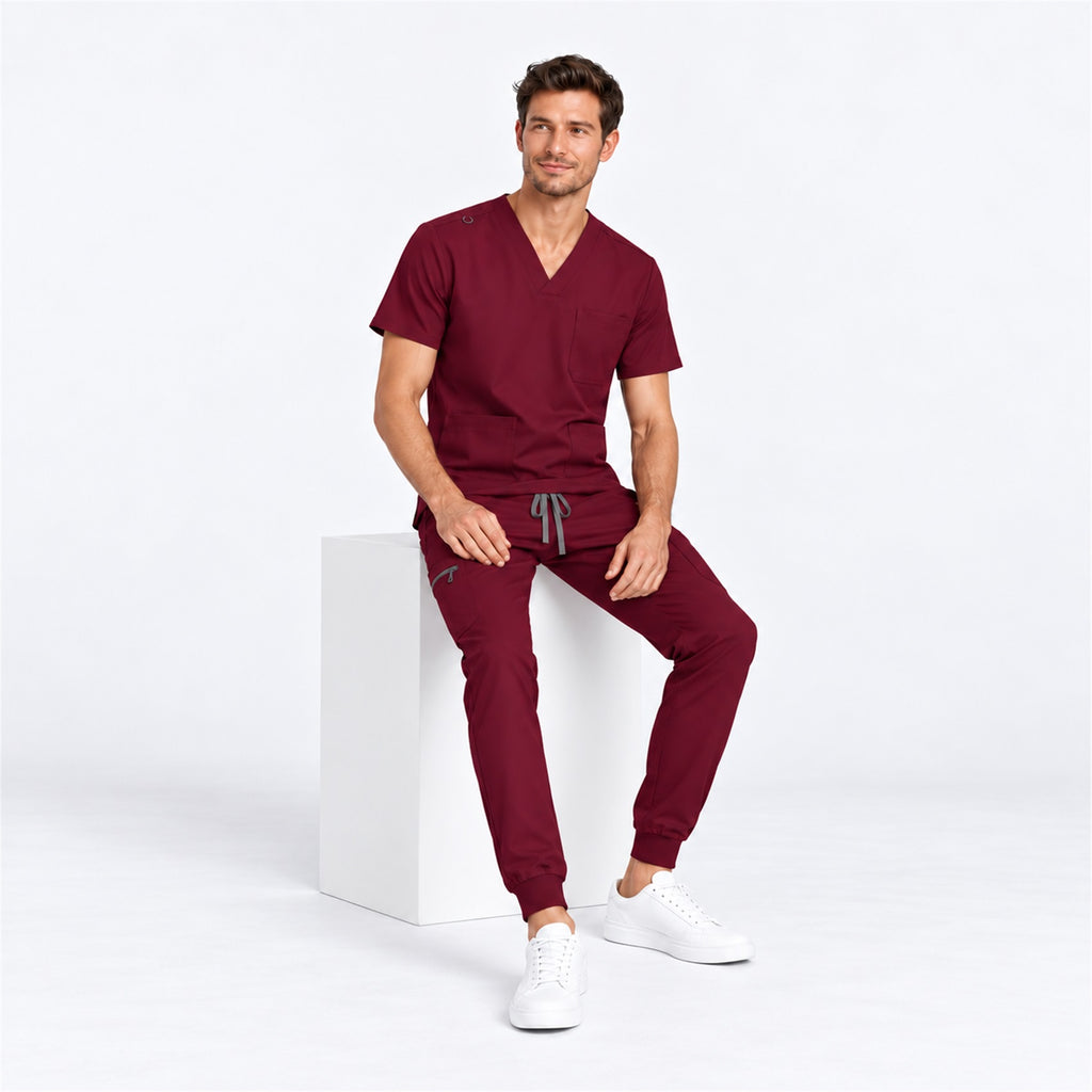 Men's V-Neck Scrub Set with Cargo Jogger Pants | G&P