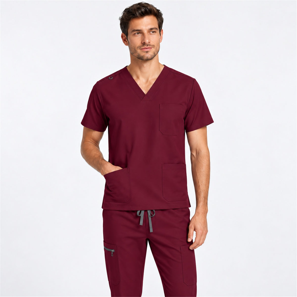 Men's V-Neck Scrub Set with Cargo Jogger Pants | G&P